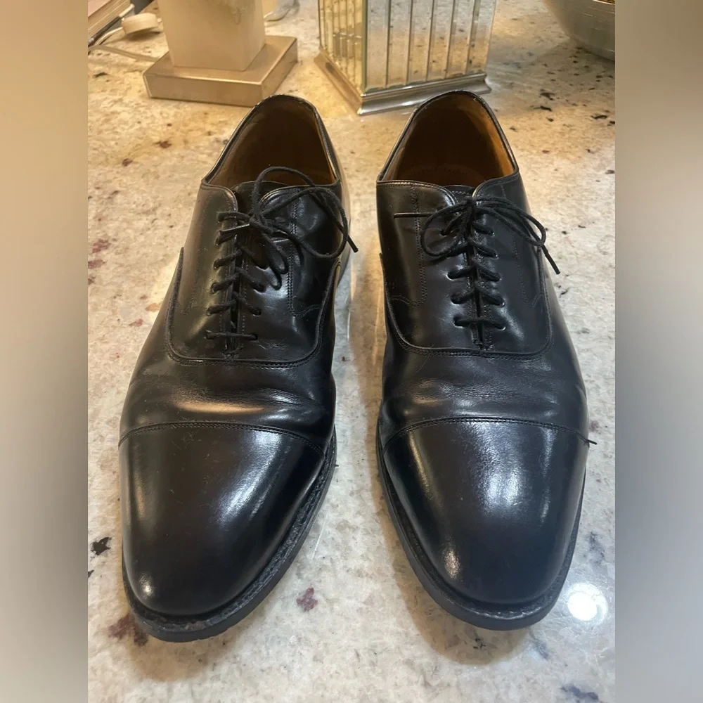 JOHNSTON & MURPHY MELTON CAP TOE TOSCANA LEATHER OXFORDS ITALY SIZE 11.5